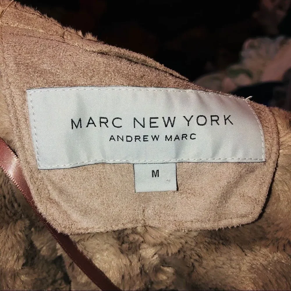 Marc New York faux fur & suede vest w/ pockets medium